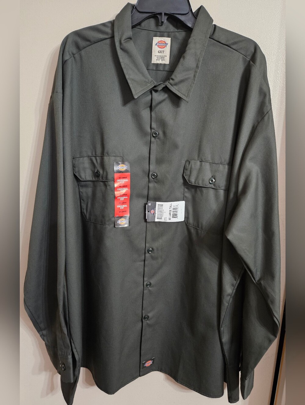 Dickies Long-Sleeve Work Shirt in Olive 4x Large Tall NWT